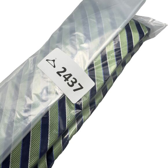 Chaps Mens 100% Silk Dress Tie Hand Made Awning Stripe Pattern‎ 59" 3 3/4" - Picture 12 of 12